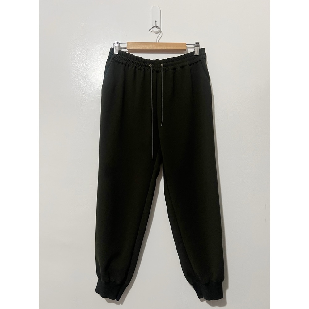 Aritzia Wilfred Forest Green Buffon Pant Crepe Drawstring Joggers Size Medium